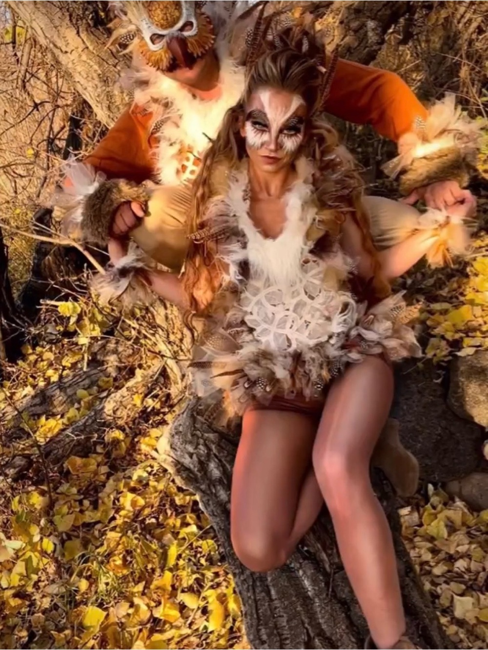 Feathered Owl Costume - Brown & White for festivals or Halloween parties